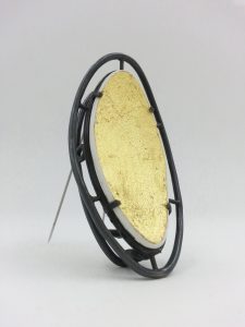 SWEET3 broche argent oeuf d autruche feuille d or 24cts 2017 Patricia Lemaire9