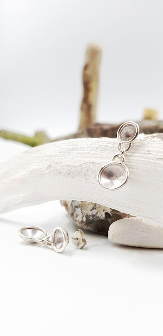 COSSES DOUBLES boucles d oreilles GM ST19050 argent925 poli satine LemairePatricia 28x1cmret